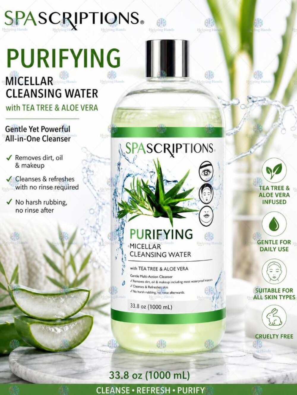 Spascriptions Purifying Micellar Cleansing Water With Tea Tree & Aloe Vera 16.9
